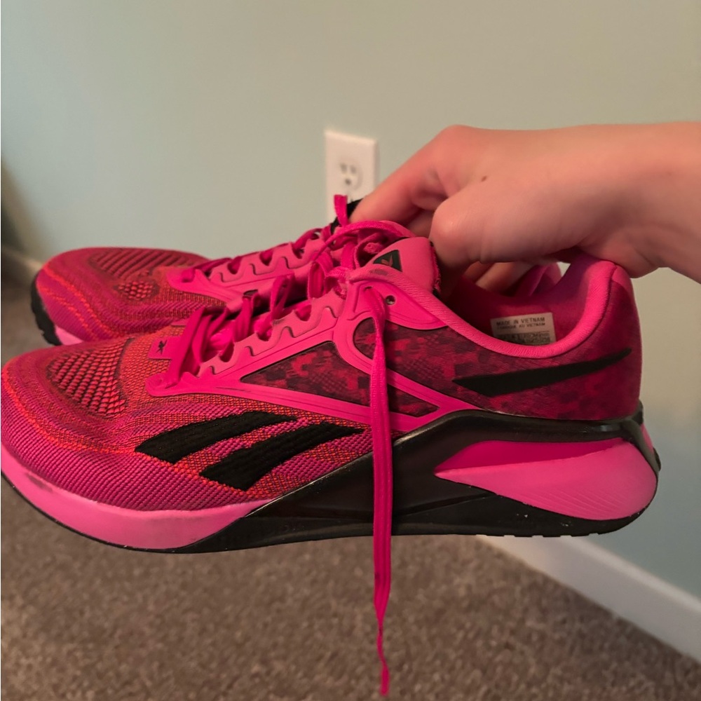 Reebok Pink and Black Athletic Shoes with Mesh Upper